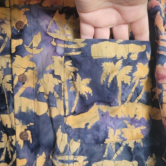 Basic Options Men's Palm Tree Mixed Color Button Up Short Sleeve Shirt Size XLT - Picture 5 of 8